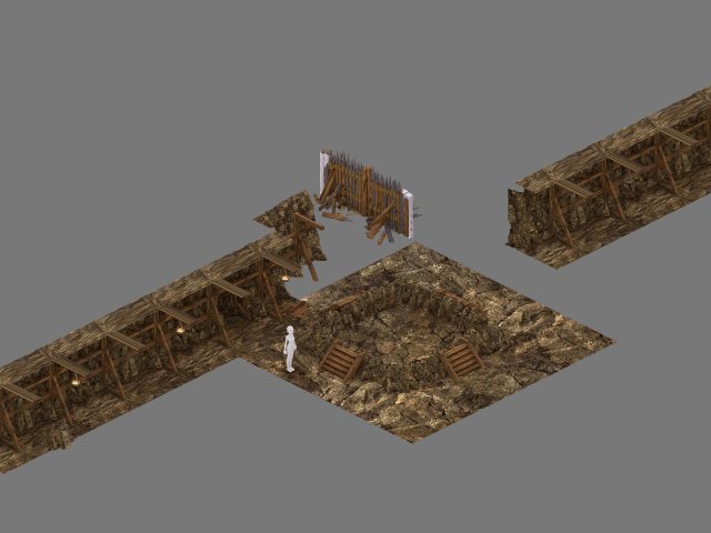 Mine Cave – Stone Wall 02 3D Model