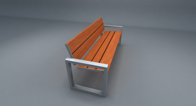 Wooden Garden Bench 3D Model