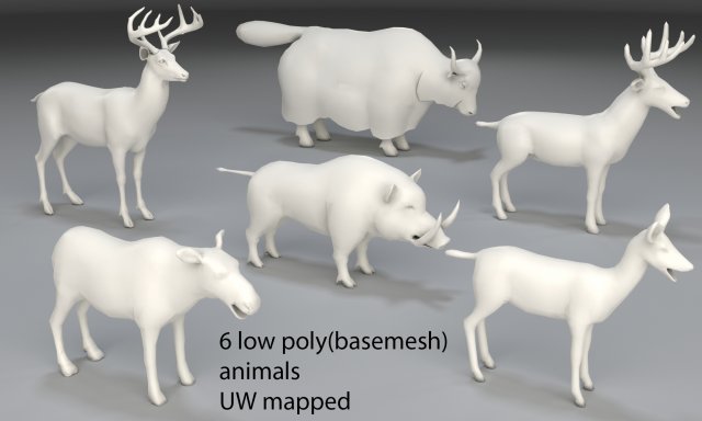 Animals-6 peaces-low poly-part 6 3D Model