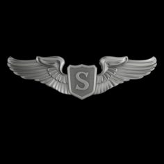 USAAF Service Pilot Wings Badge 3D Model