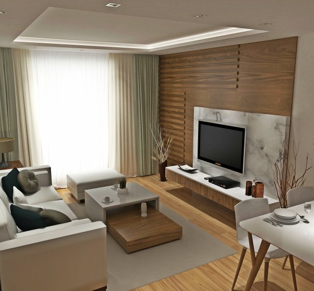 Livingroom and kitchen 3D Model