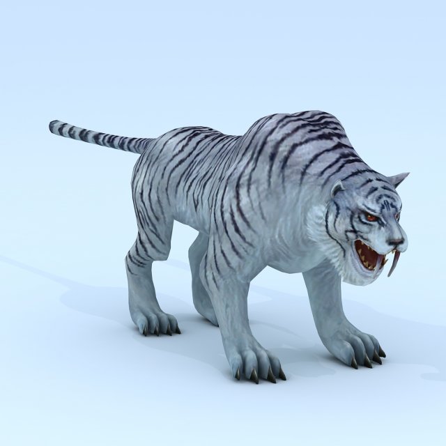 Low poly 3D Monster – White Spotted Tiger 3D Model