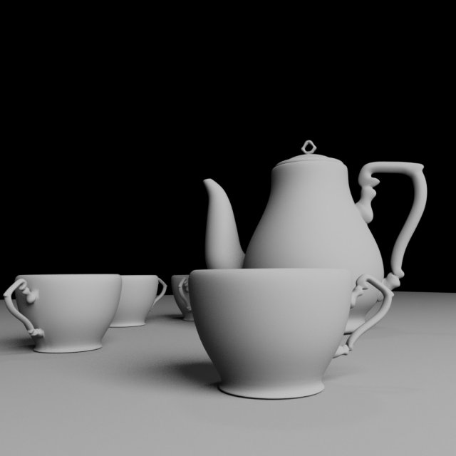 Teapot and Cup 3D Model