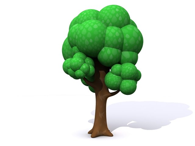 Cartoon Tree with Sections 3D Model