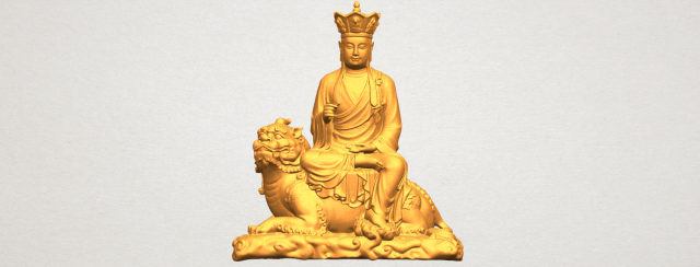 Avalokitesvara Bodhisattva – Sit on Lion 3D Model