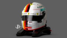 Racing helmet Arai GP6 with Hans system Vettel 2018 design 3D Model