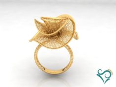 Gold Ring engagement ring 3D print model 3D Model
