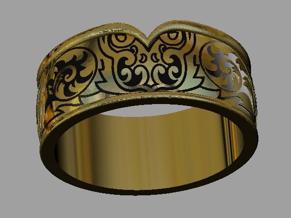 Wedding ring with owl and enamel 3D Model