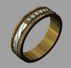 Wave wedding ring with gems 3D Model