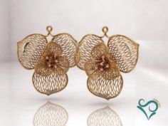 Gold earrings engagement jewel printable earring 3D Model