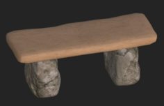 Cartoon wooden bench 2 3D Model