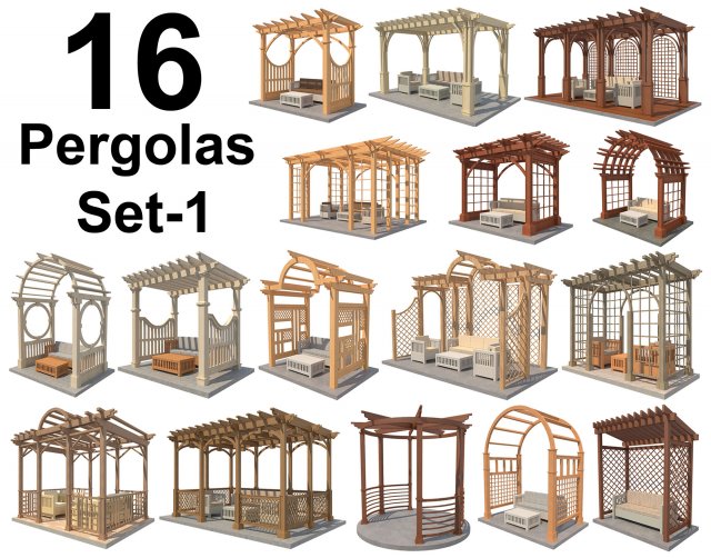16 Pergolas Set 1 3D Model