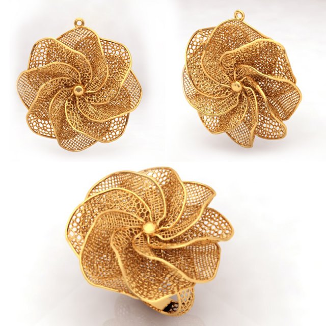 Gold Ring and earing printable model 3D print model 3D Model