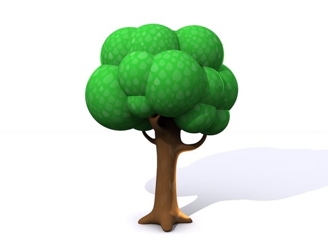 Cartoon Tree with Branches 3D Model