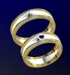 Wedding ring with gem 3D Model