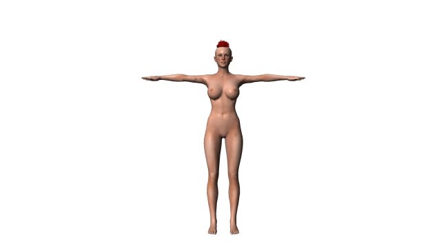 Nude punk-haired woman 3D Model