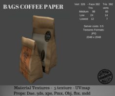 Coffee Bags Paper 3D Model