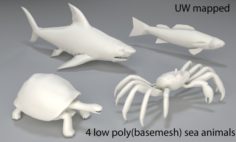 Sea Animals – 4 pieces-low poly-part 5 3D Model