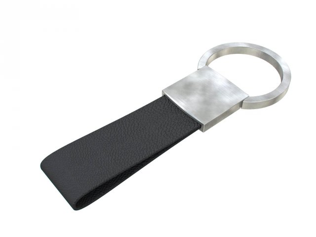Leather and steel keychain 3D Model