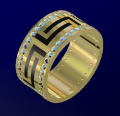 Greek wedding ring with gems and enamel 3D Model