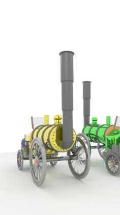 Cartoon Steampunk locomotive inspired by Stephenson s Rocket 3D Model