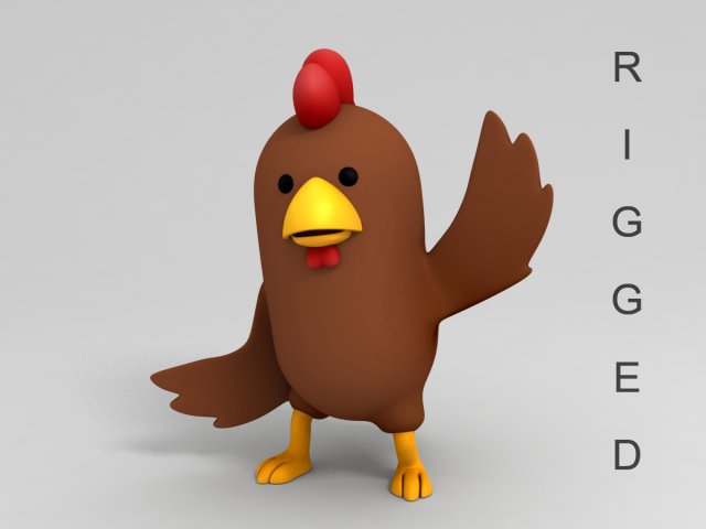 Rigged Brown Chicken Character model 3D Model