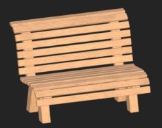 Cartoon wooden bench 9 3D Model