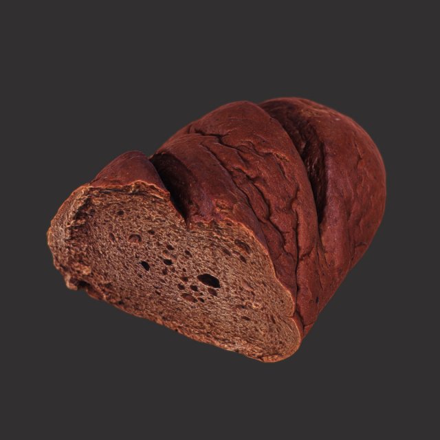 Brown Loaf of Bread Cut 3D Model