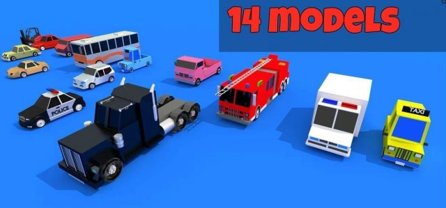 Low poly Cars pack 3D Model