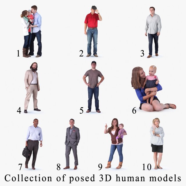 10 high resolution s of Posed Humans 3D Model