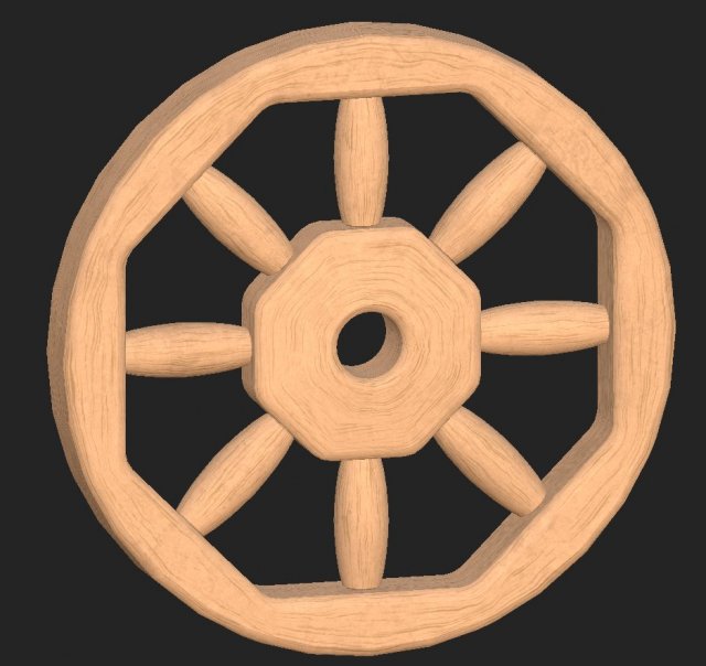 Cartoon wooden wheel 3D Model