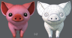 Pig cartoon 3D Model