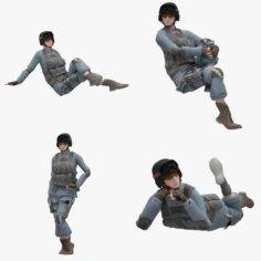 Female 01 Rigged 7 Pose Lowpoly 3D Model