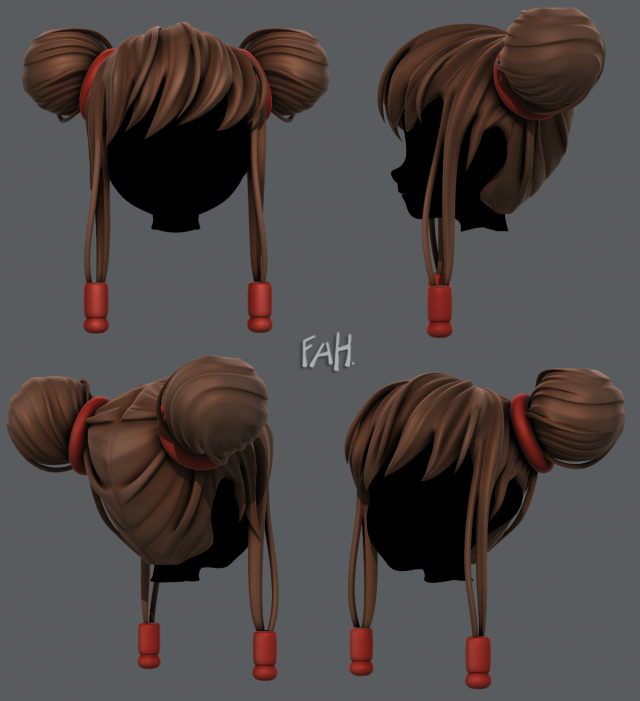 3D Hair style for girl V29 3D Model