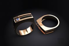 Ring with stone and enamel 3D Model