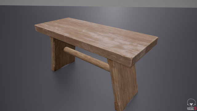 Small Wooden Bench 3D Model