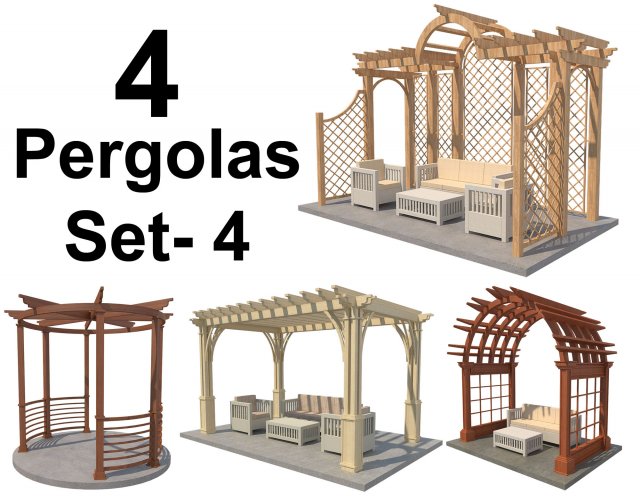 4 Pergolas Set 4 3D Model
