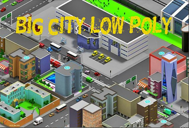 Low Poly city cartoon 3D Model