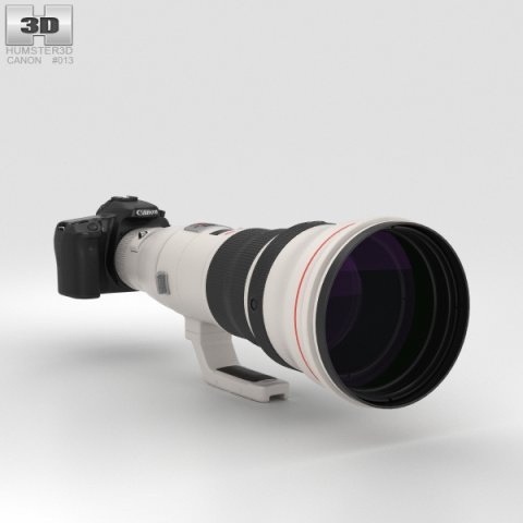 Canon EOS 70D with EF 800mm F-5L IS USM 3D Model