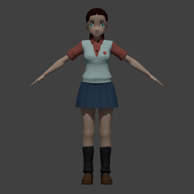 Anime School Girl 3D Model