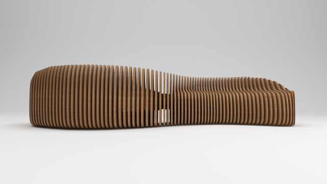 Parametric wooden bench 3D Model