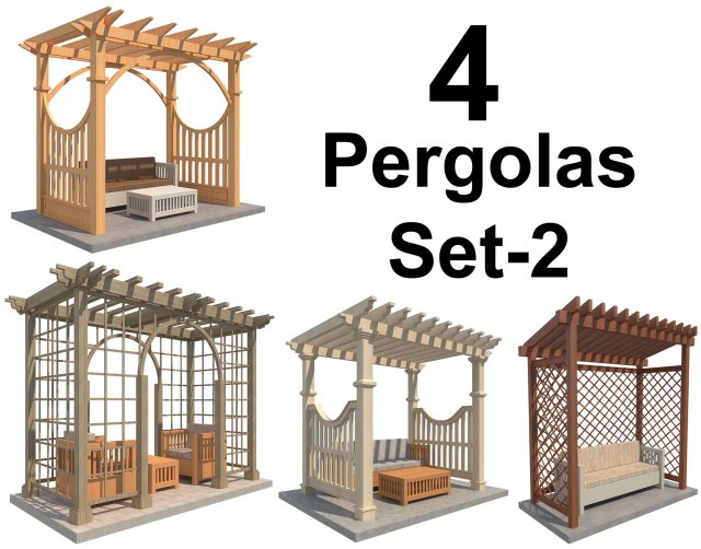 4 Pergolas Set 2 3D Model