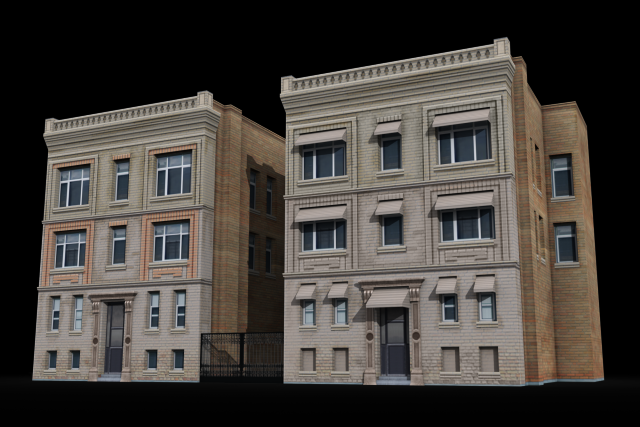 Two Downtown Buildings 3D Model