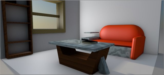 Red sofa with ceramic and glass stand sorry for mistakes Im Russian 3D Model