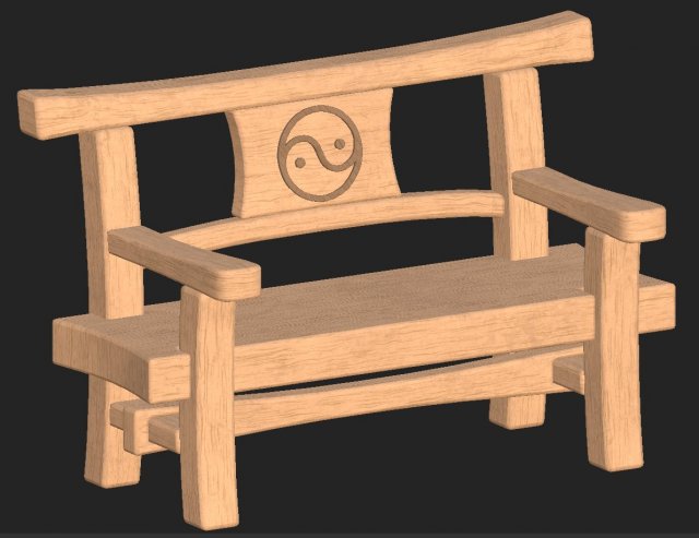 Cartoon wooden bench 10 3D Model