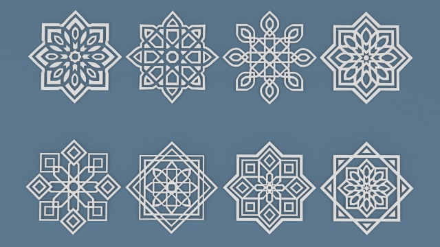 Collection of Arabic ornaments 3D Model