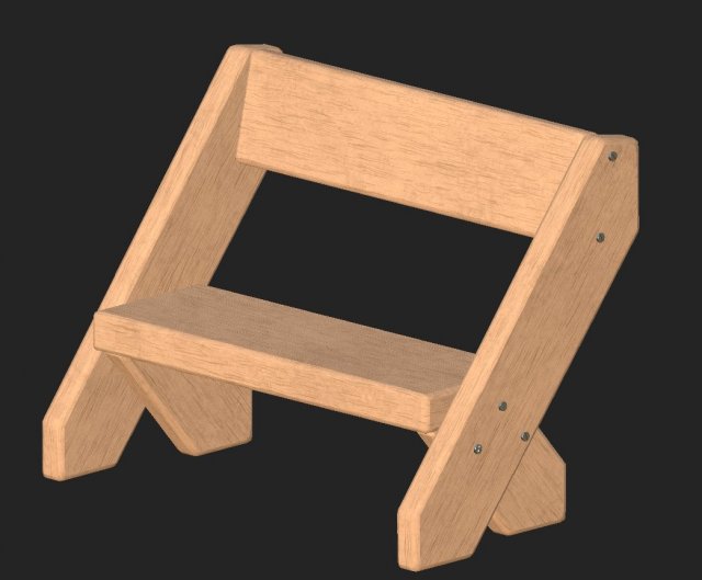 Cartoon wooden bench 4 3D Model
