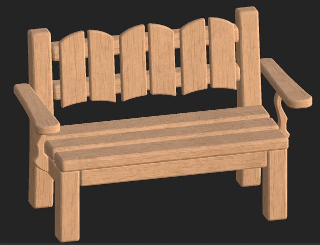 Cartoon wooden bench 8 3D Model