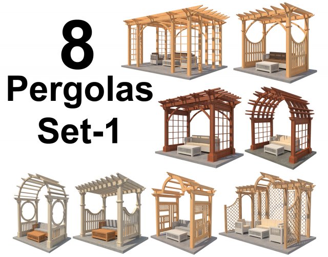 8 Pergolas Set 1 3D Model