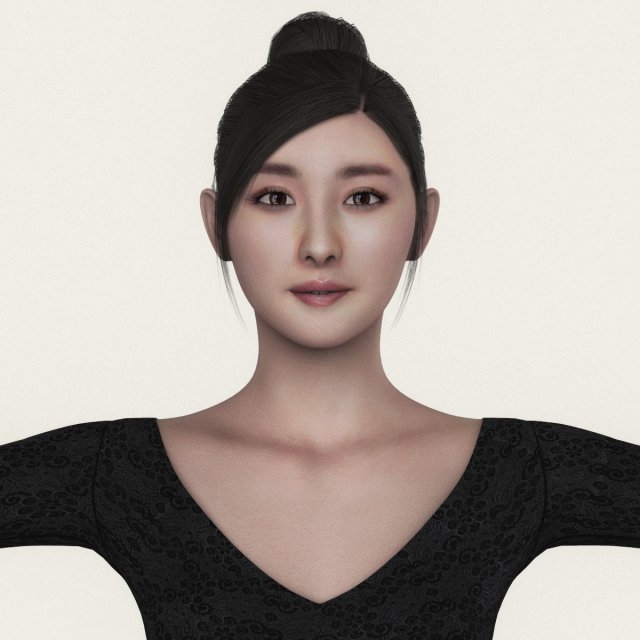 Realistic Beautiful Asian Girl 3D Model